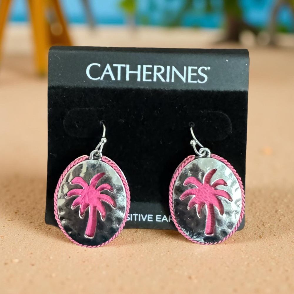 Catherines Pink and Silver Tropical Earrings